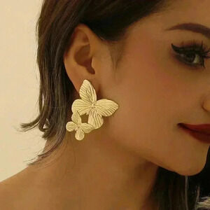 Women's Gold toned Butterfly Stud Earrings